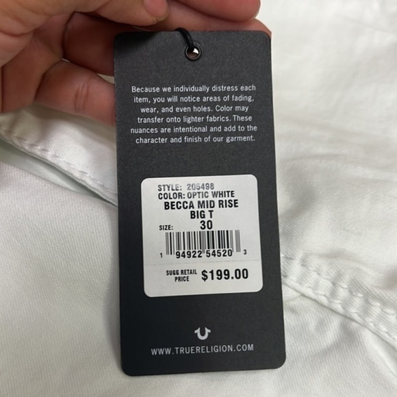 True Religion Becca Mid Rise Bootcut Jeans in Optic White size 20 NWT - Picture 6 of 8